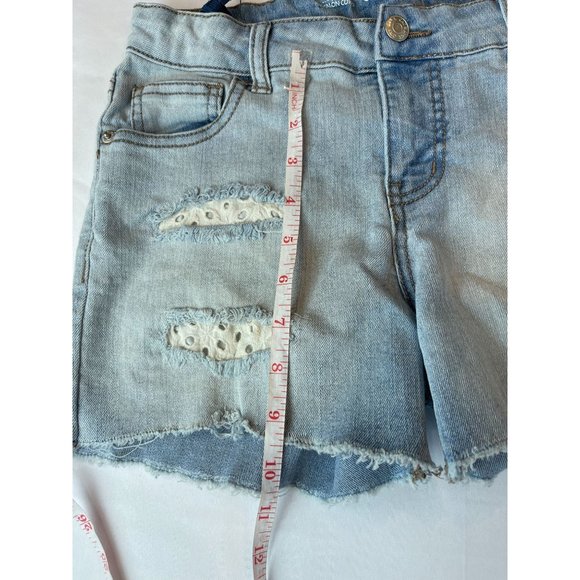 Cat & Jack Women Cut-Off Shorts Mid-Rise Super Stretch Distressed Cotton Blue XL - Picture 4 of 8